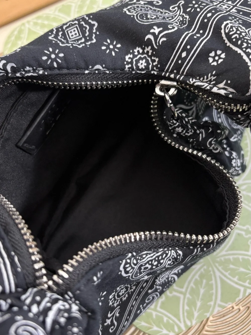 Zara Black Paisley Hobo Shoulder Bag - Stylish Everyday Carry